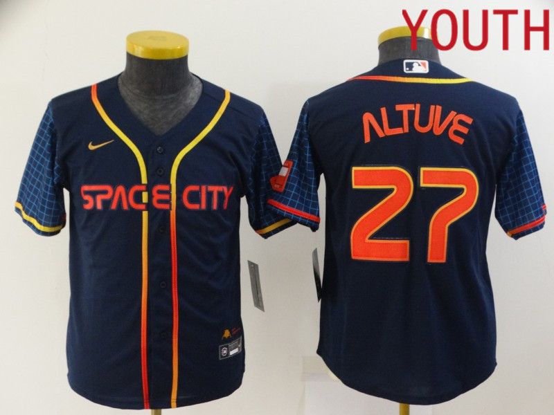 Youth Houston Astros #27 Altuve Blue City Edition Game Nike 2022 MLB Jerseys